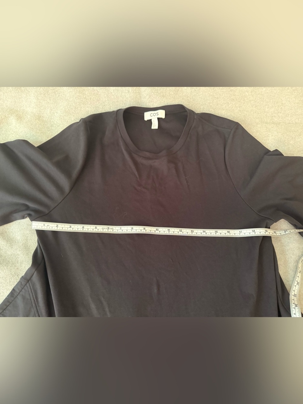 COS Asymmetric Mini T Shirt Dress Size M Black Mixed Media Minimalist Oversized - Picture 13 of 15